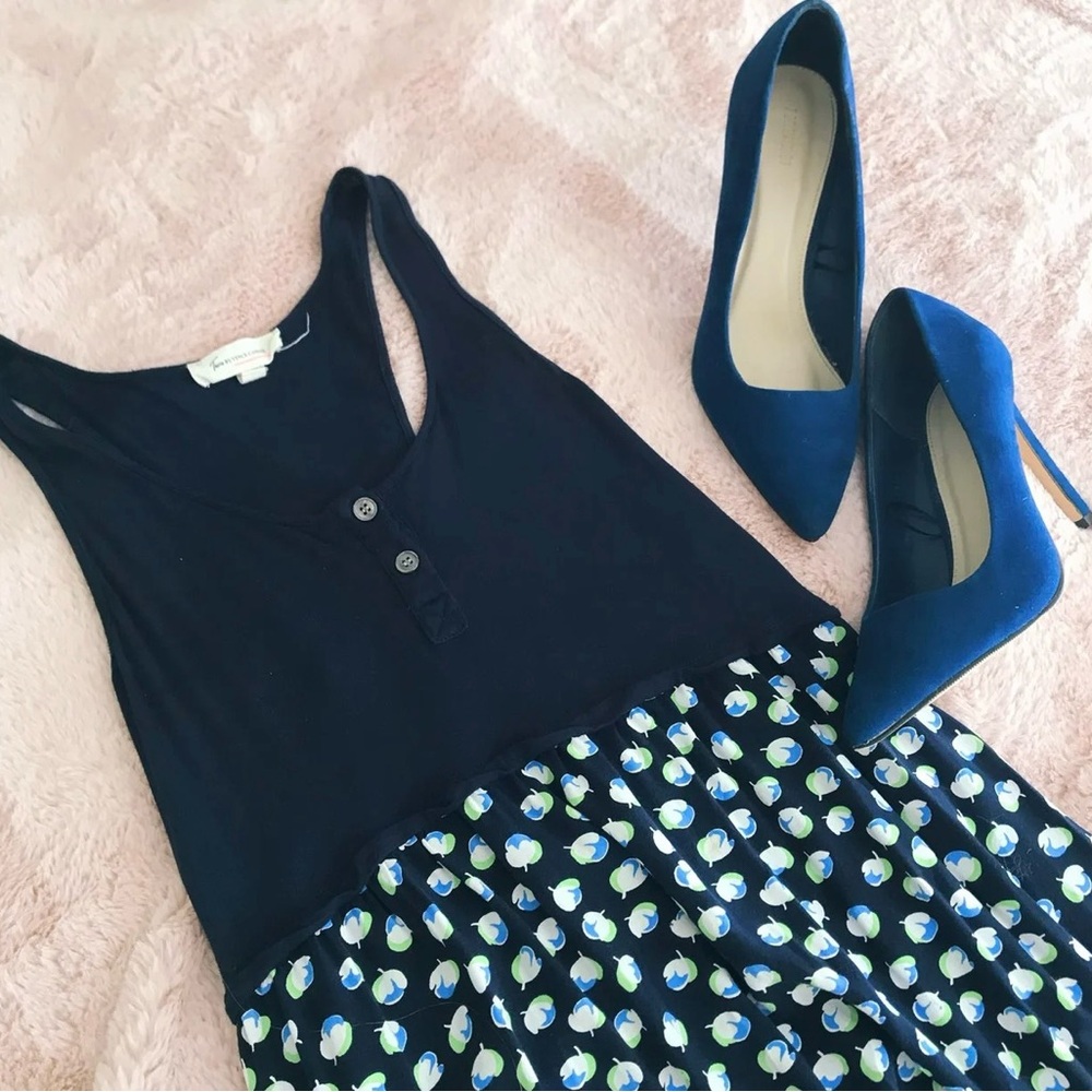 Vince Camuto Navy Blue Patterned Sleeveless Maxi Dress size Women‘s Medium